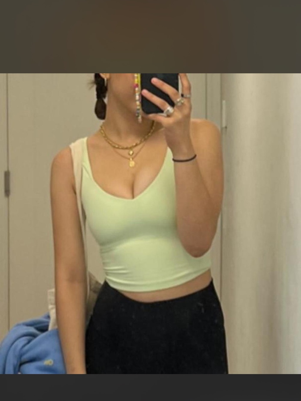 lululemon athletica Light Green Scoop Neck Cropped Tank